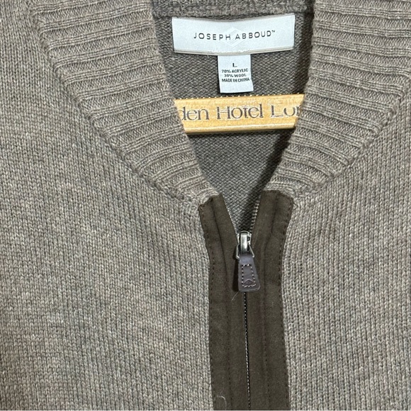 Joseph Abboud Heather brown Wool blend full zip cardigan. Men’s Large - Picture 3 of 7